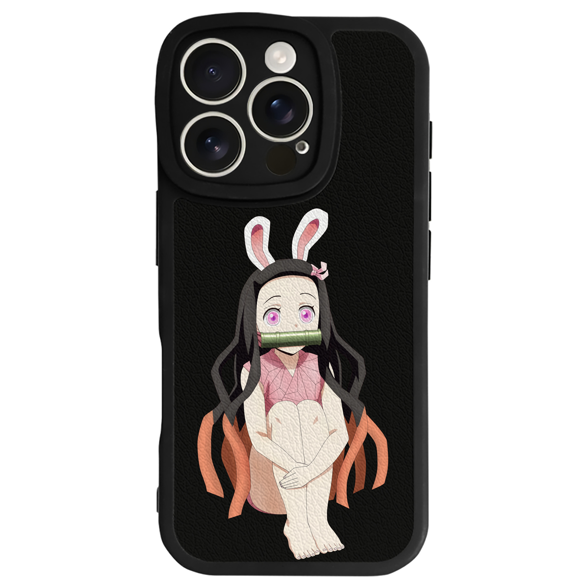 （画像用） 鬼滅の刃（きめつのやいば）竈門 禰󠄀豆子／かまど ねずこ Kamado Nezuko 【iPhone 16シリーズ対応】シリコンスマホケース（レザー調） 材質：シリコン